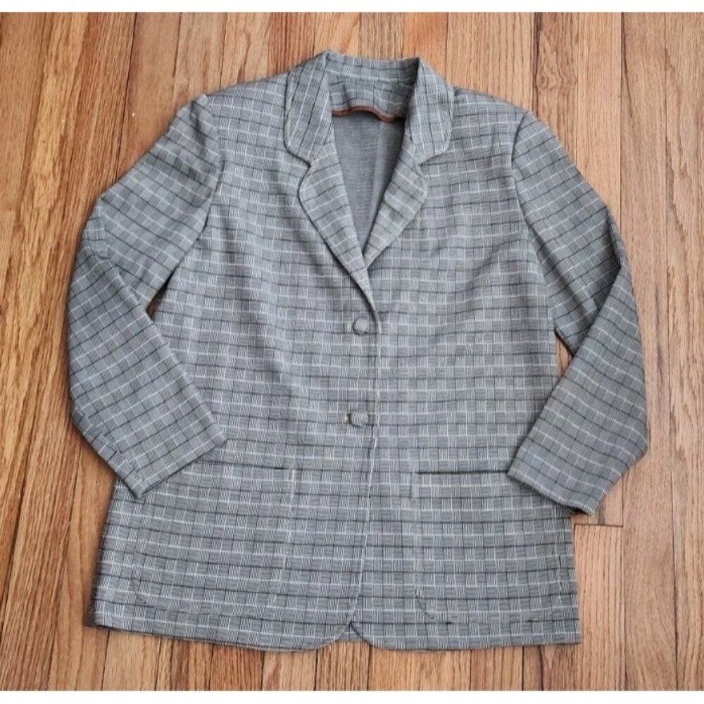 Vintage 70s 80s Polyester Blazer Handmade Size 6p S/M Piping Pockets Unvented